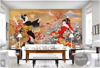 Po meri retro tapete, Japonski lepotni slika olje slikarstvo, freska uporablja za dnevni prostor kavč restavracija slike za ozadje