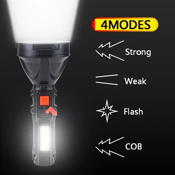Pocketman Visoko Lumen COB LED Svetilka USB Polnilna Svetilka za Dolge razdalje, Prenosna Svetilka Ročna Lahka Svetilka za Kampiranje