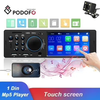 Podofo 1 Din avtoradia Autoradio FM Bluetooth Multimedijski MP3 MP5 Predvajalnik 4.1