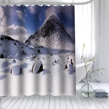 Pokrajina Sneg Tuš Zavese 3D Nepremočljiva Tkanine iz Poliestra Kopel Zavese Visoko Defintion Tiskanje 12 Kljuke Za Kopalnico