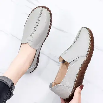 Pravega usnja stanovanj ženska priložnostne Klasični čevlji ženski jeseni leta 2020 modni usnjeni čevlji za ženske stanovanj