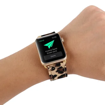 Pravega Usnja Trak za Apple Watch 4 band 44 mm 40 mm apple watch 4 3 2 iwatch band 42mm Leopard Watchband correa 38 mm zapestnica
