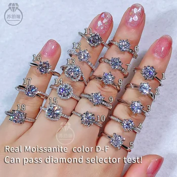 Pravi Moissanite Obroč visoke kakovosti diamanti Obroč za ženska Moda poročni prstan Klasični preprost stil z gra