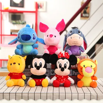 Risanke Disney, Polnjene Živali, Plišastih Mickey Miške Minnie Winnie the Pooh Lutka Lilo in Stitch Piglet Keychain Darilo za Rojstni dan