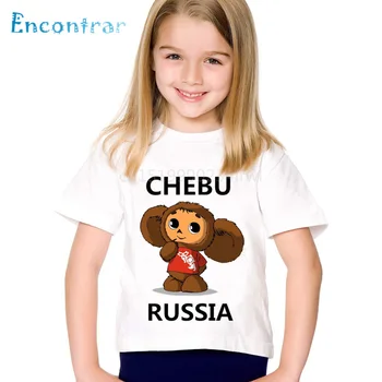 Ruski Risanka Tiskanja Cheburashka Otrok Smešne majice Otroci Chebu Rusija Poletje Vrhovi Otroška Oblačila Za Fante/Punce