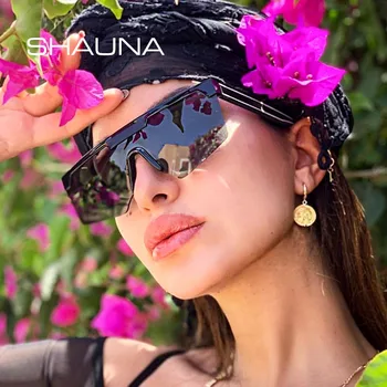 SHAUNA Evropski Stil Moški Ženske Prevelik Conjoined Kvadratnih sončna Očala Moda Enem Kosu sončna Očala Goggle Poletje Odtenek