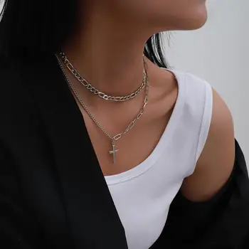 SHIXIN 2 kom/Set Kratek Choker Kola Ogrlica za Ženske Križ Obesek Ogrlice 2020 Modni Nakit za Vrat Collier Femme Darila