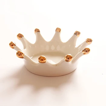 Skandinavske Ročno poslikano Zlato Krono Obliko Nakit Pladenj za Nordijsko Ogrlica, Prstan Shranjevanje Keramični Pladenj Mini Ornament Sladico Plošče