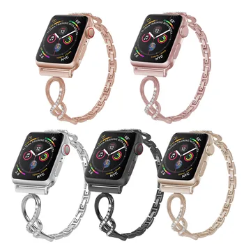 Slim Diamond Bling Moda Trak za Apple Watch Band Serije SE/6/5/4/3/2 Dekleta Kovine, Sveže Zapestnica za iWatch 44/40 mm 38/42mm