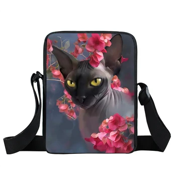 Srčkan sphynx mačka majhna torba ženske torbici dame tote crossbody vrečke deklice mini messenger bag bookbag