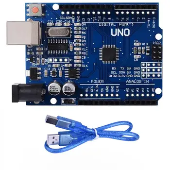 Starter Kit za UNO R3 za Arduino Breadboard Skakalec Žice Kabel USB 9V Baterije Priključek za LED Luči, Svetilka led Diode 10K 1k Upor