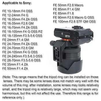 Stojalo Ovratnik Obroč s Hitro Sprostitev Ploščo za Sony FE 85mm F1.4 GM, FE 90 mm F2.8 Makro G OSS, FE 50mm f/2.8 Macro