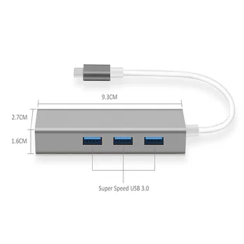 Tip C HUB Ethernet USB 3.0 2.0 priključek RJ45 Zvezdišča 10/100/1000M Ethernet Adapter Omrežno Kartico USB, Lan Za Macbook Mobilni Telefon USB C HUB