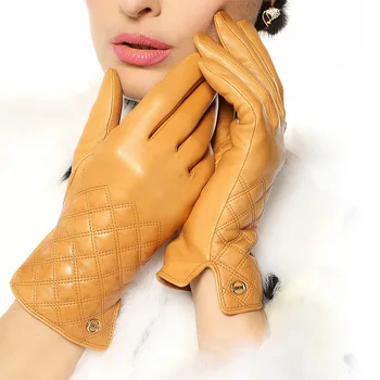 Top Moda Pravega Usnja Rokavice Za Ženske Zimske Termalne Zapestje Ovčje kože Rokavice Ženske 2020 podkrepljena Odraslih Vožnje EL026NQF