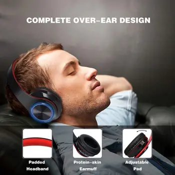 Tourya Brezžične Slušalke Bluetooth Slušalke LED Slušalke Z MIKROFON Podpira TF Kartice Za Iphone, Samsung Huawei telefon xiaomi Pc
