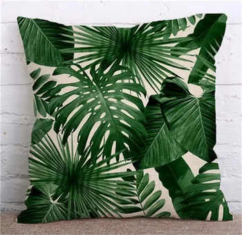 Tropske rastline listnih vzorec design blazine pokrov, 45x45cm perilo tiskanjem, art deco blazino za dnevni prostor kavč