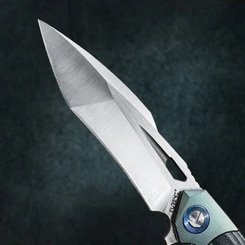 TURENZ Zložljiva Žepni Nož 3.5 D2 Jekla Rezilo G10 Titana Damask Ročaj EOS Self Defence Posnetek Lovski Nož z Tulec