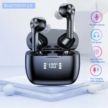 TWS Bluetooth 5.0 Slušalke LED Zaslon Brezžične Slušalke 9D Stereo Šport Nepremočljiva Čepkov Slušalke Z Mikrofonom