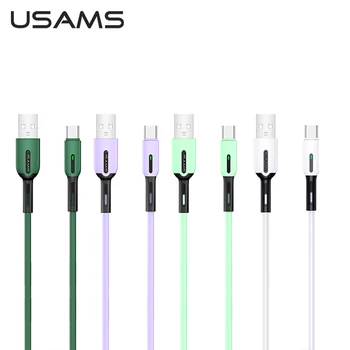 USAMS 10 kos/Veliko Kabel Usb C Lightning Kabel Za Iphone Solicone Usb Kabel Tip C Micro USB Podatkovni Kabel Z Led-Lučka na Debelo