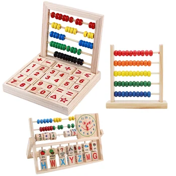 Večfunkcijsko Abakus Učenje Stojalo Leseno Montessori Igrače Štetje Spoznavanja Odbor Začetku Izobraževalne Matematike Igrača Za Otroke Darilo