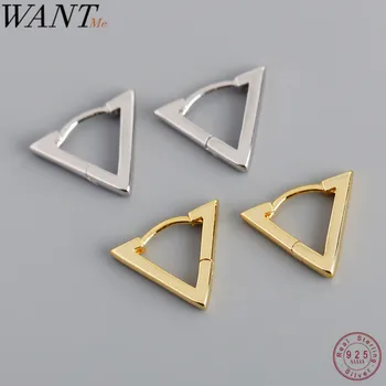 WANTME Nov Prihod Minimalističen Geometrijske Trikotnik Stud Uhani za Ženske do leta 2020 Pravi 925 Sterling Srebro Stranka Nakit Darilo
