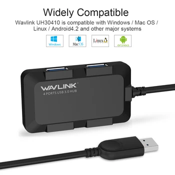 Wavlink 4 Ports USB 3.0 HUB Mini Prenosni Super Speed Compact zvezdišče usb Adapter Več Dock Za Windows, Mac OS Prenosnik Tablet PC