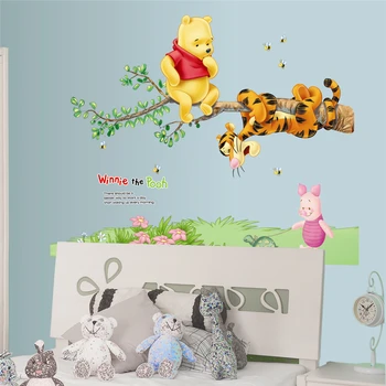 Winnie The Pooh Nosi S Tiger Prašičev Stenske Nalepke Za Otroke, Soba Dekoracijo Doma Risanka Živali Zidana Umetnosti otroške Stenske Nalepke