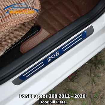 Xburstcar za Peugeot 208 2012 - 2020 4Pcs/Set Nerjavno Jeklo Vrata Avtomobila Polico Ploščo Auto Pedala Zaščitnik Kritje Dodatki