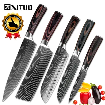 XITUO Kuhinjski Nož 8 inch Poklicni Kuhar Noži Japonska Damask Vzorec iz Nerjavečega Jekla, Ribe in Meso, Carving Nož za Rezanje Veget