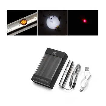 Zunanja Multi Funkcije Mini LED Svetilka + Vžigalnik za Cigarete + Infrardečo Svetlobo USB Polnjenje Aluminijeve Zlitine Svetilka Visoke Moči