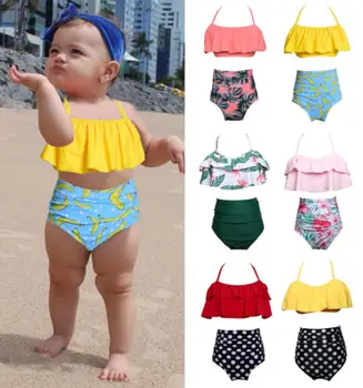 Ženske Bikini Otroci Baby Dekle Povodcem Bikini Kopalke, Kopalke Družino Swimwears